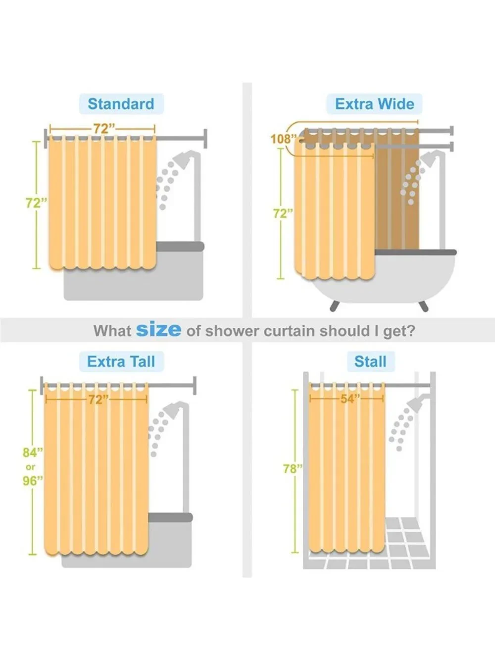 Serene Green Shower Curtain for Bathroom, 72x72, Water-Resistant & Stylish Decor